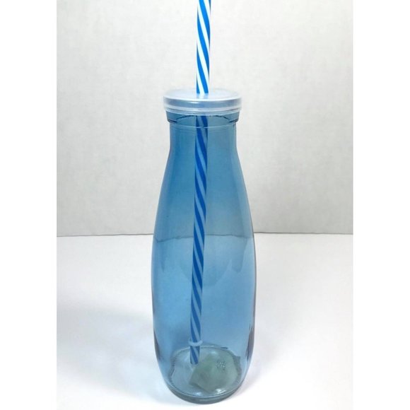 LOT 3 Glass Reusable Milk Bottles with Lid & Straw/ Water Bottle Container NEW - Picture 5 of 5